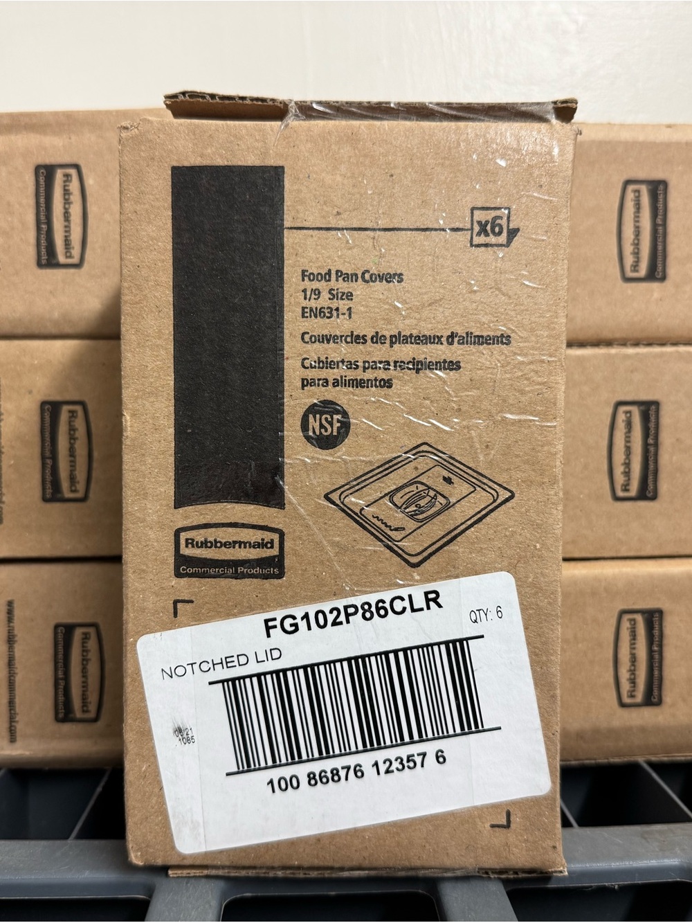 Rubbermaid Clear Notched 1/9 Size Lid Food Pan Covers - 6 Pack